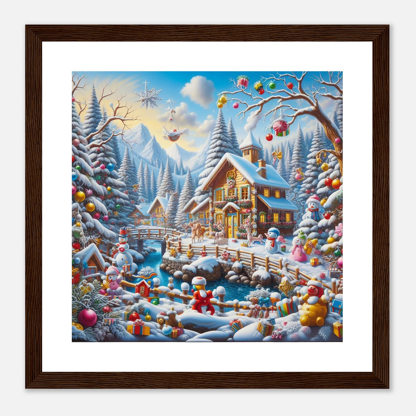 Wall Art - Winter 13 - Village nestled in a snow-covered mountain valley