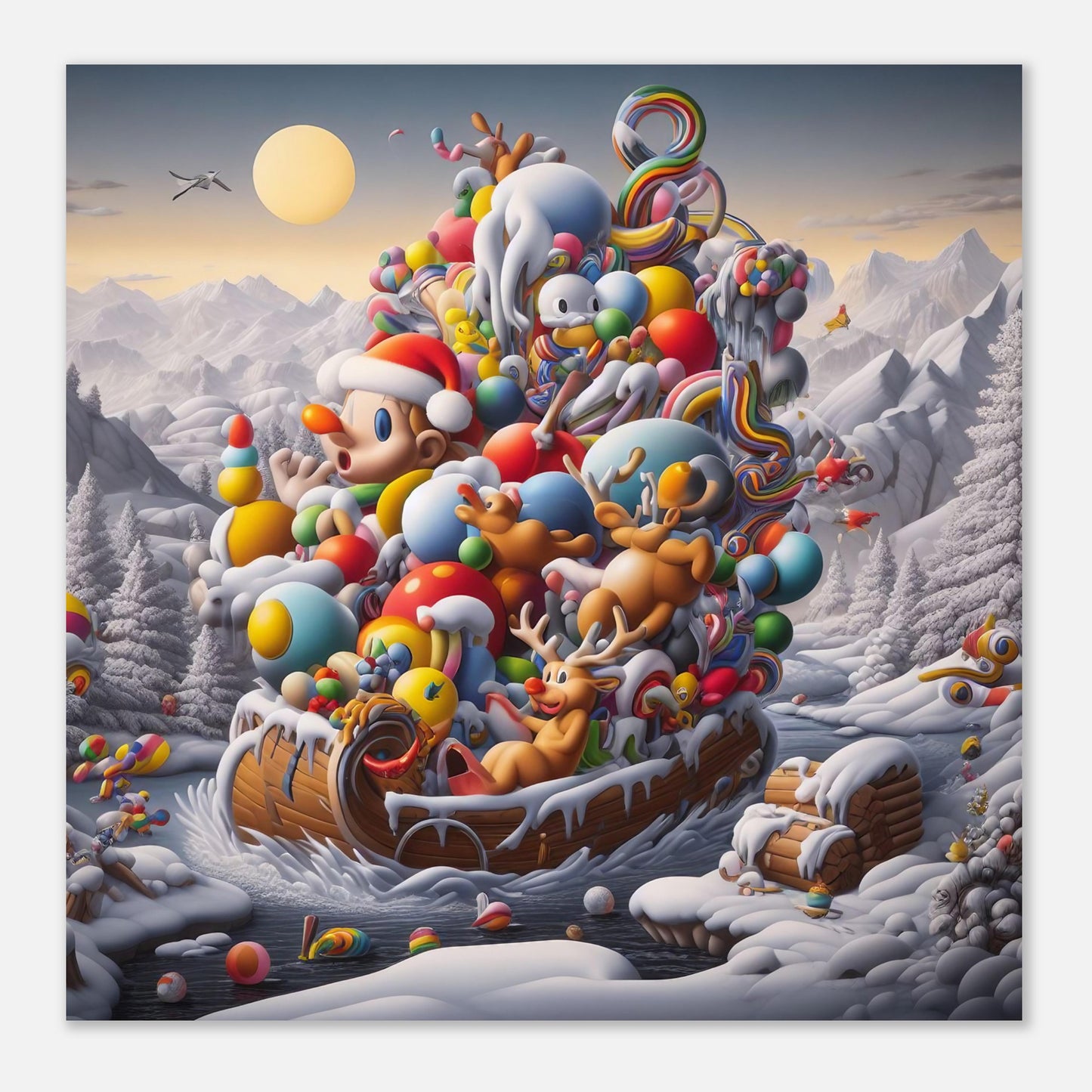 Wall Art - Winter 59 - Boy, Sleigh, Toys