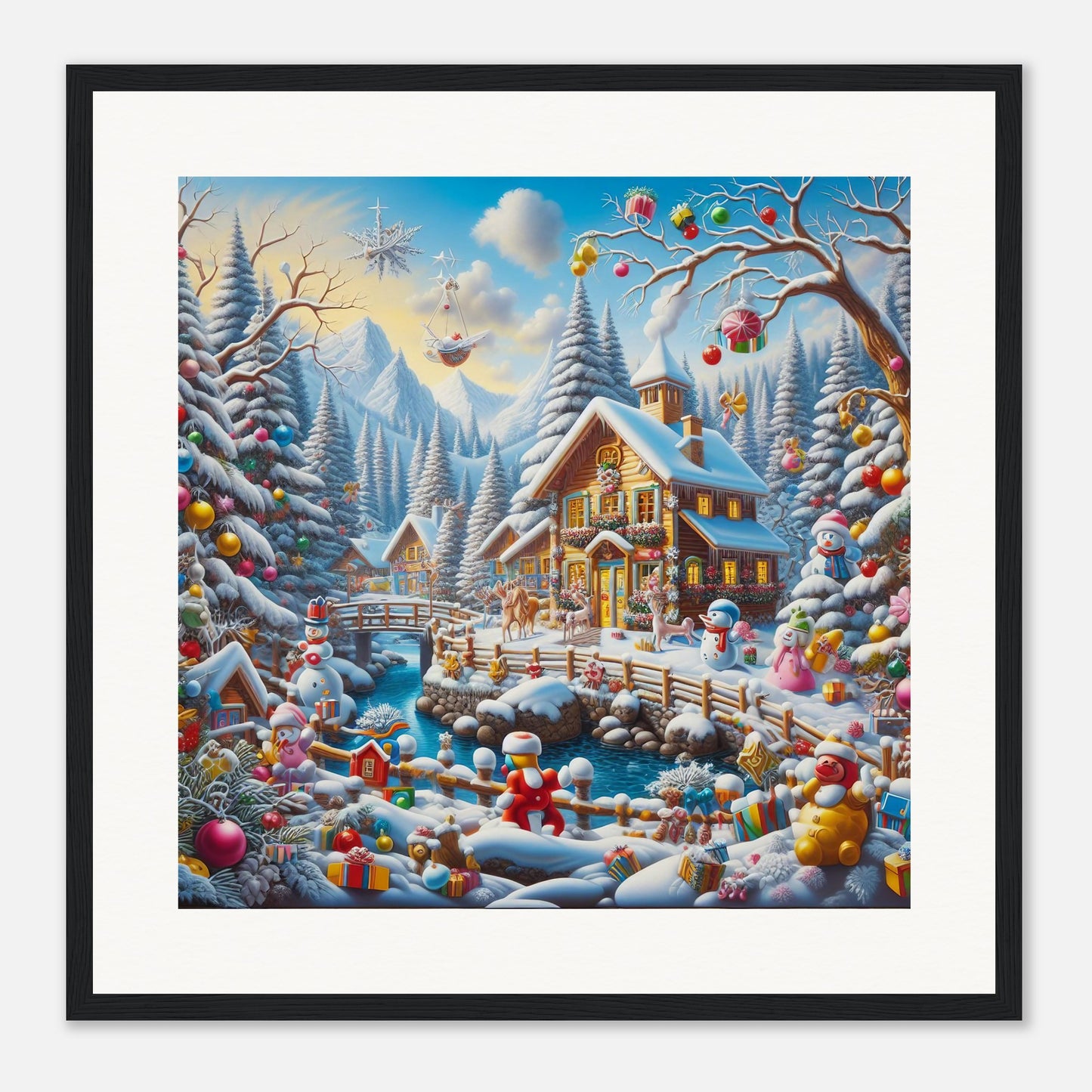 Wall Art - Winter 13 - Village nestled in a snow-covered mountain valley