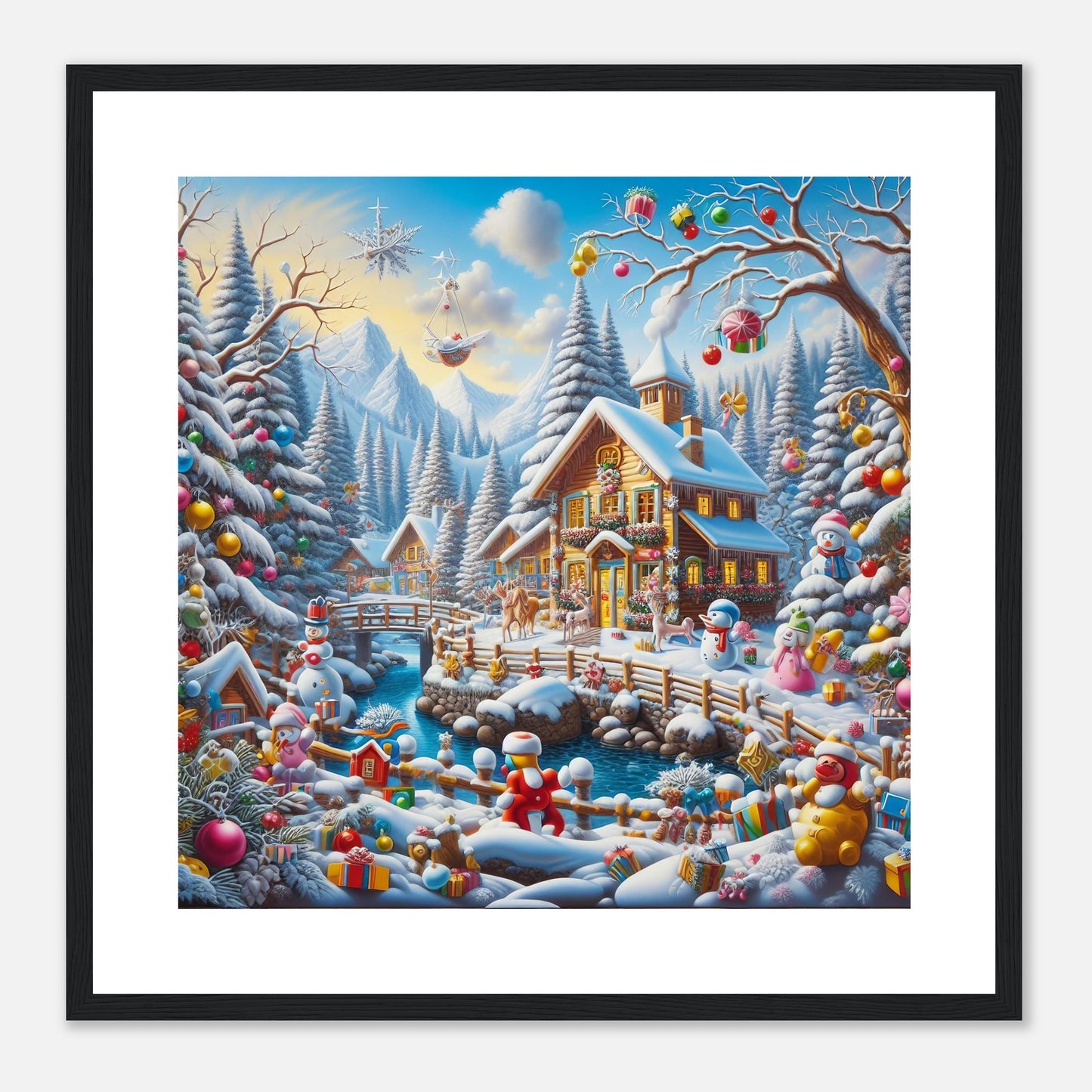 Wall Art - Winter 13 - Village nestled in a snow-covered mountain valley