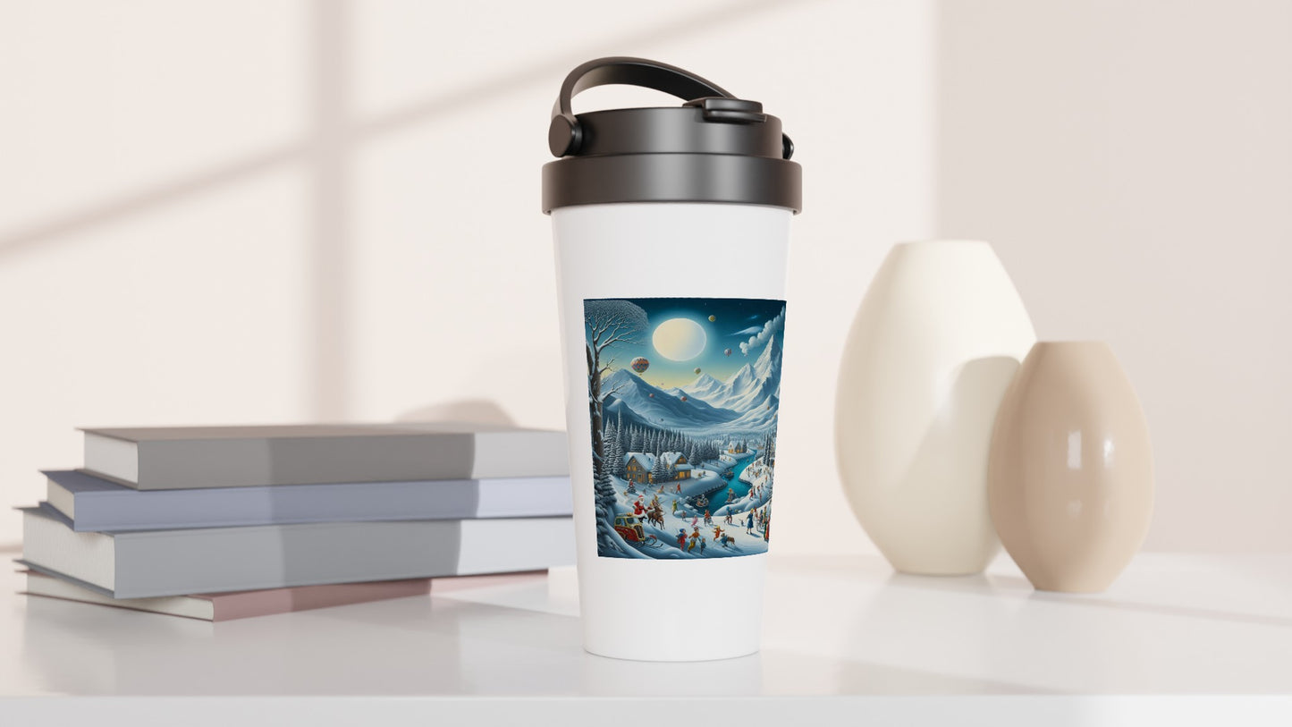 White 15oz Stainless Steel Travel Mug - Winter 88