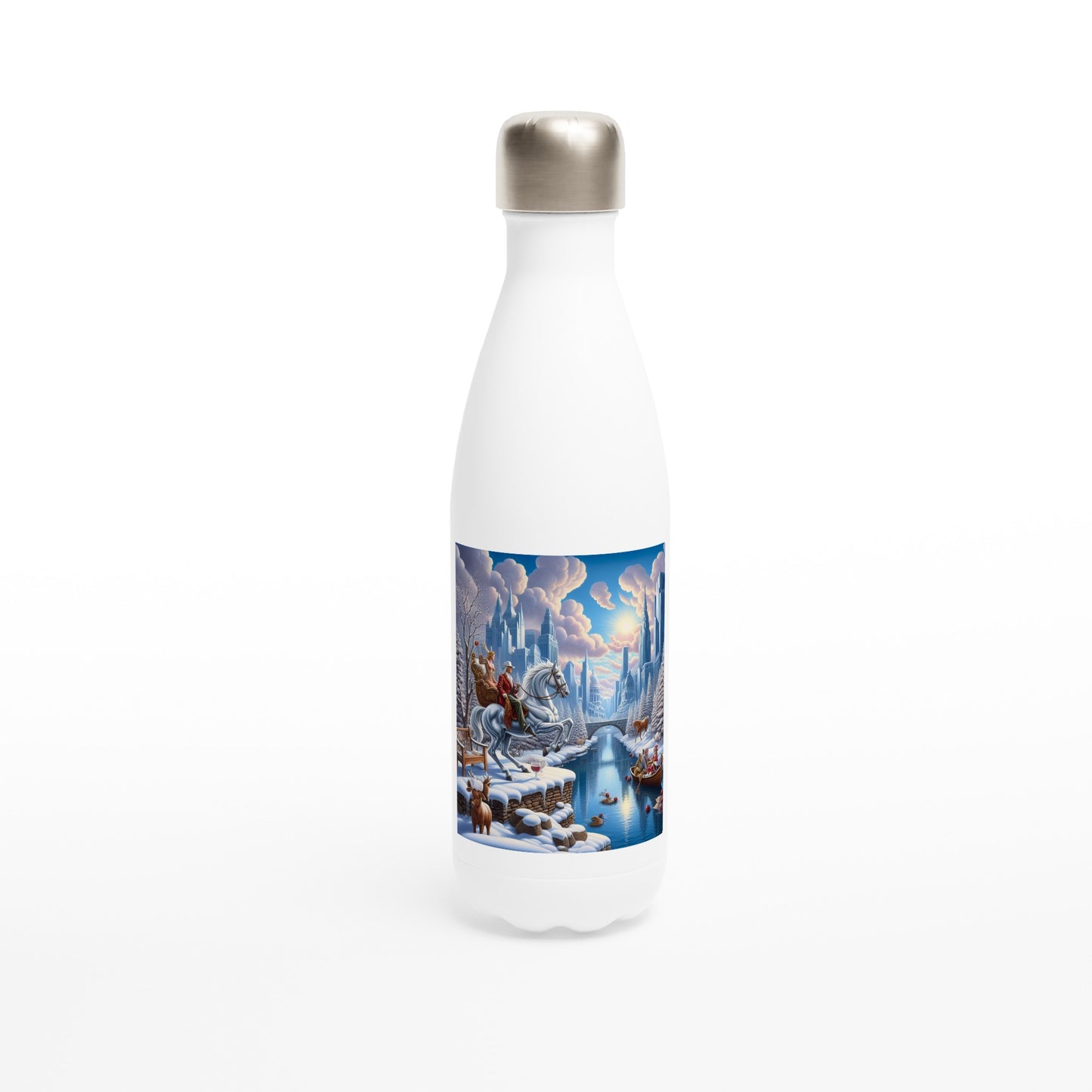 White 17oz Stainless Steel Water Bottle - Winter 69