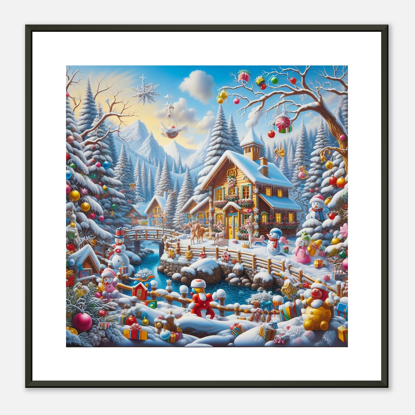 Wall Art - Winter 13 - Village nestled in a snow-covered mountain valley
