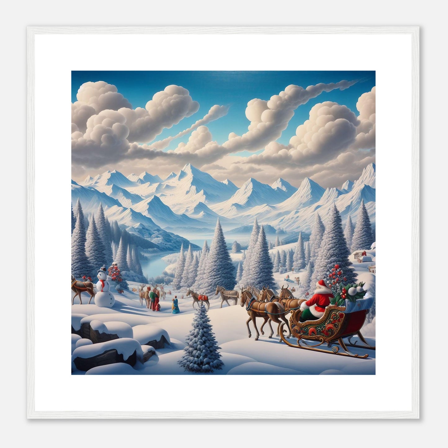 Wall Art - Winter 8 - Santa Claus, Sleigh, Mountains