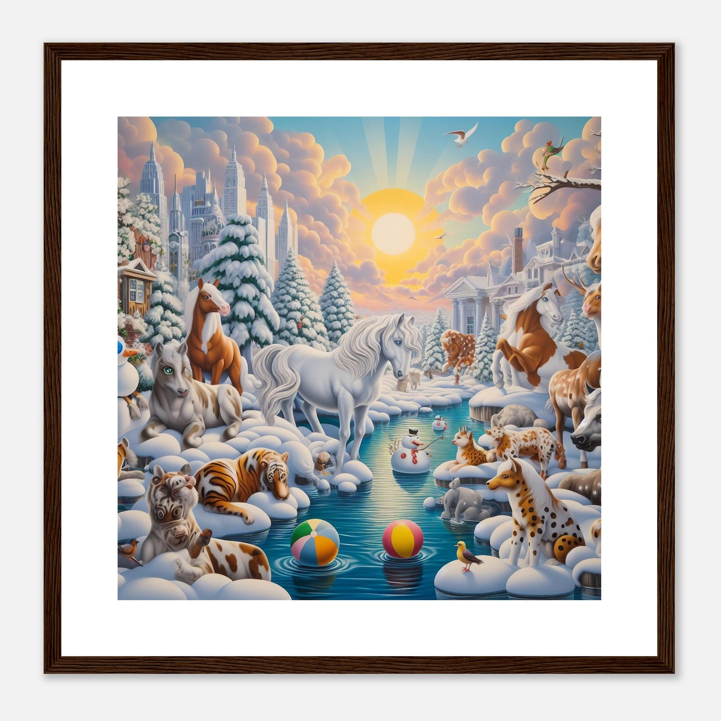 Wall Art - Winter 66 - Horses by the river