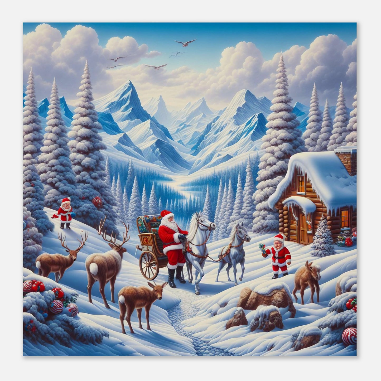 Wall Art - Winter 55 - Santa Claus and horses