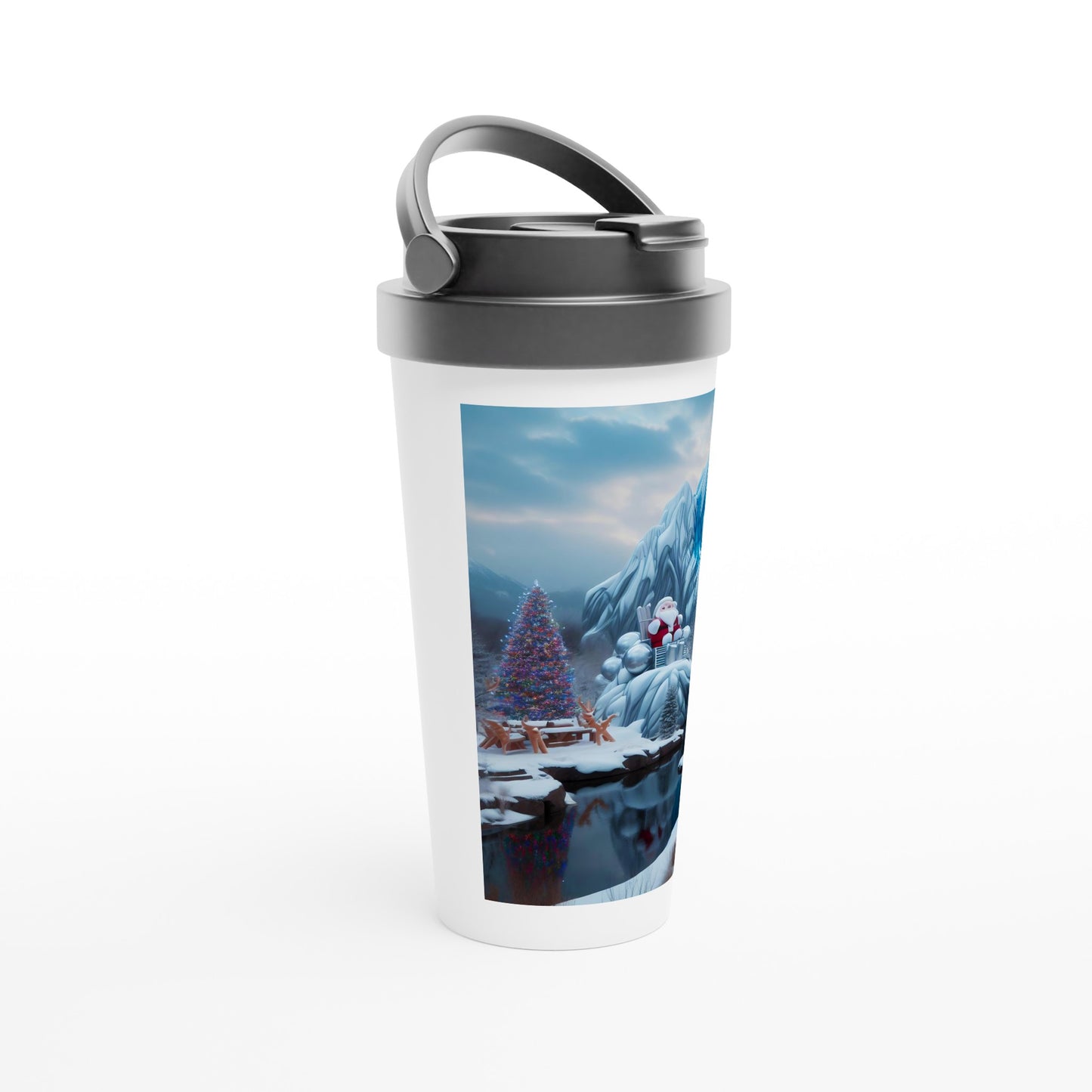 White 15oz Stainless Steel Travel Mug - Winter 168