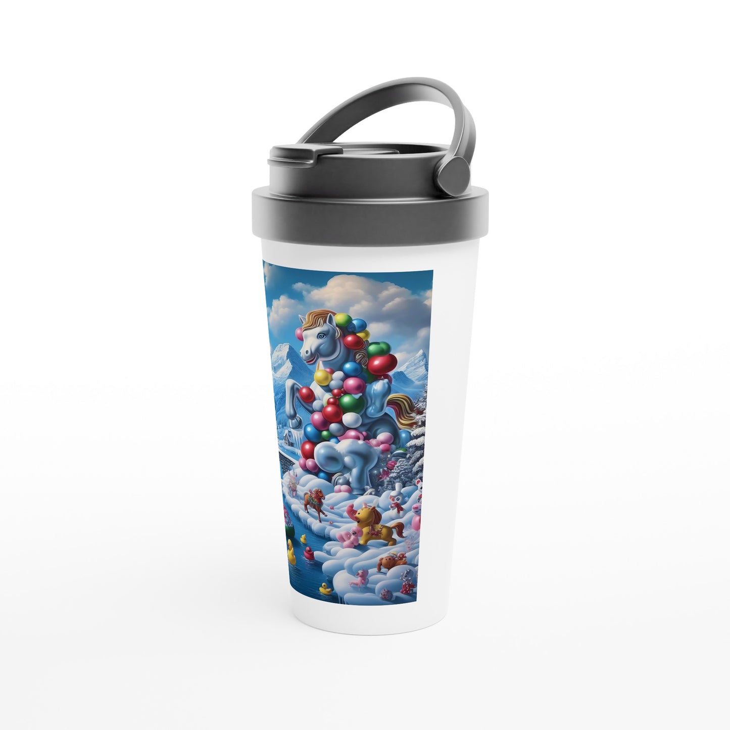 White 15oz Stainless Steel Travel Mug - Winter 153