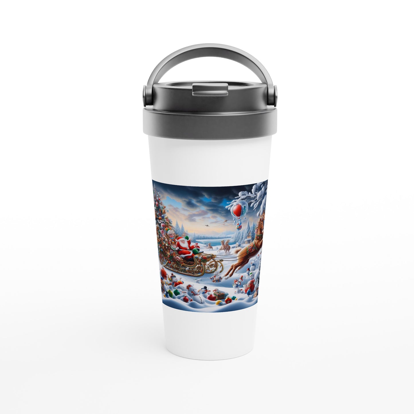 White 15oz Stainless Steel Travel Mug - Winter 166