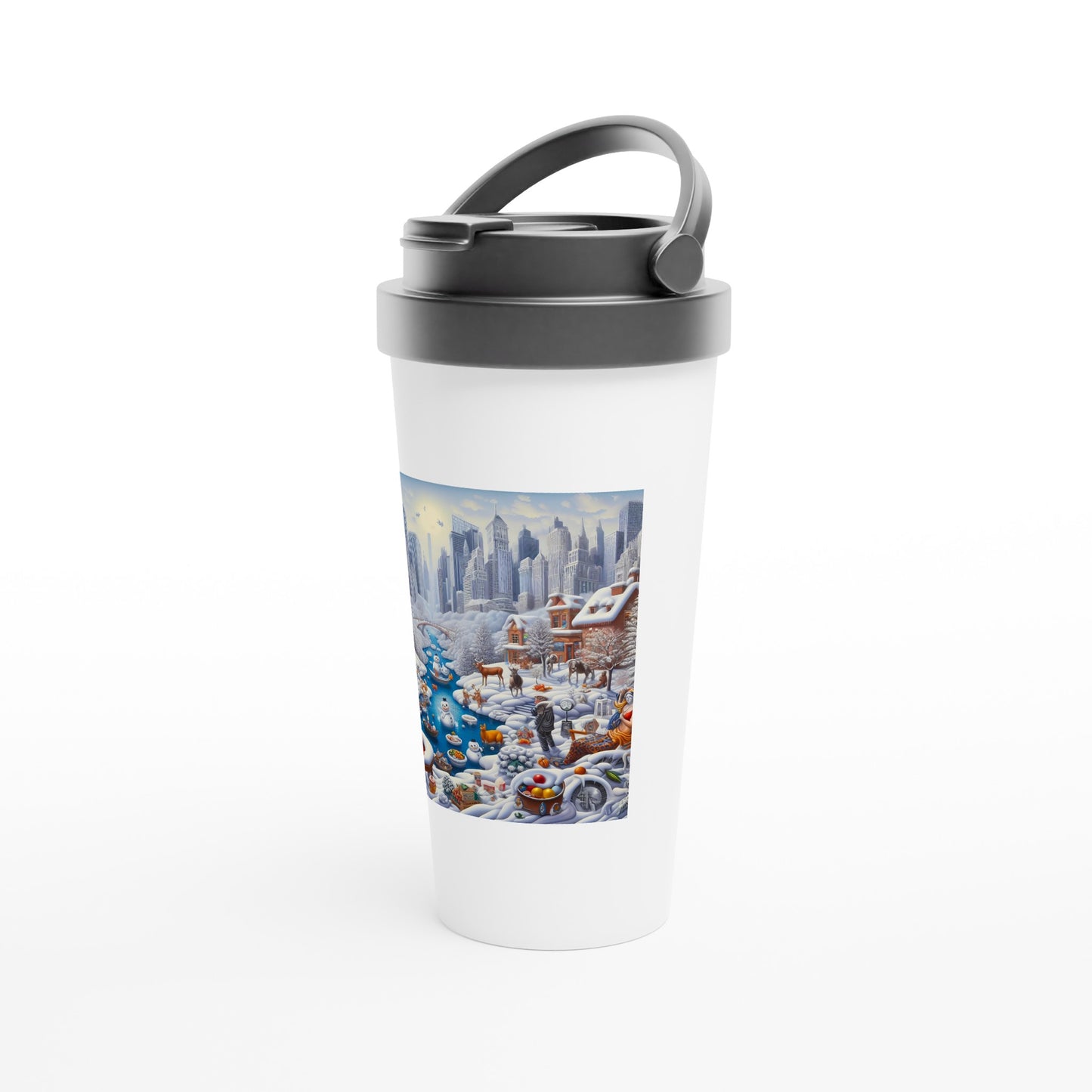 White 15oz Stainless Steel Travel Mug - Winter 147