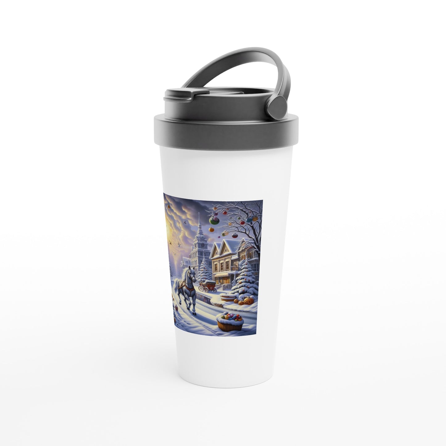 White 15oz Stainless Steel Travel Mug - Winter 73