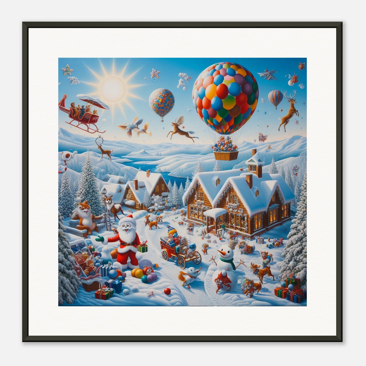 Wall Art - Winter 40 - Hot air balloon and snowman