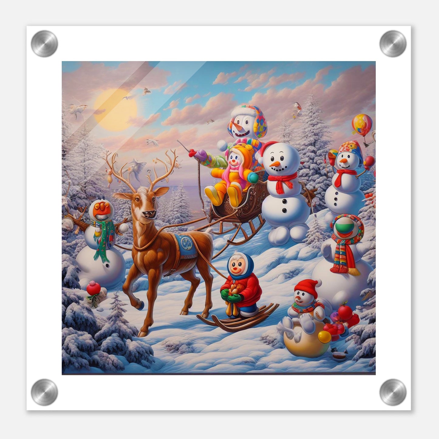 Wall Art - Winter 77 - Snowmen and a reindeer