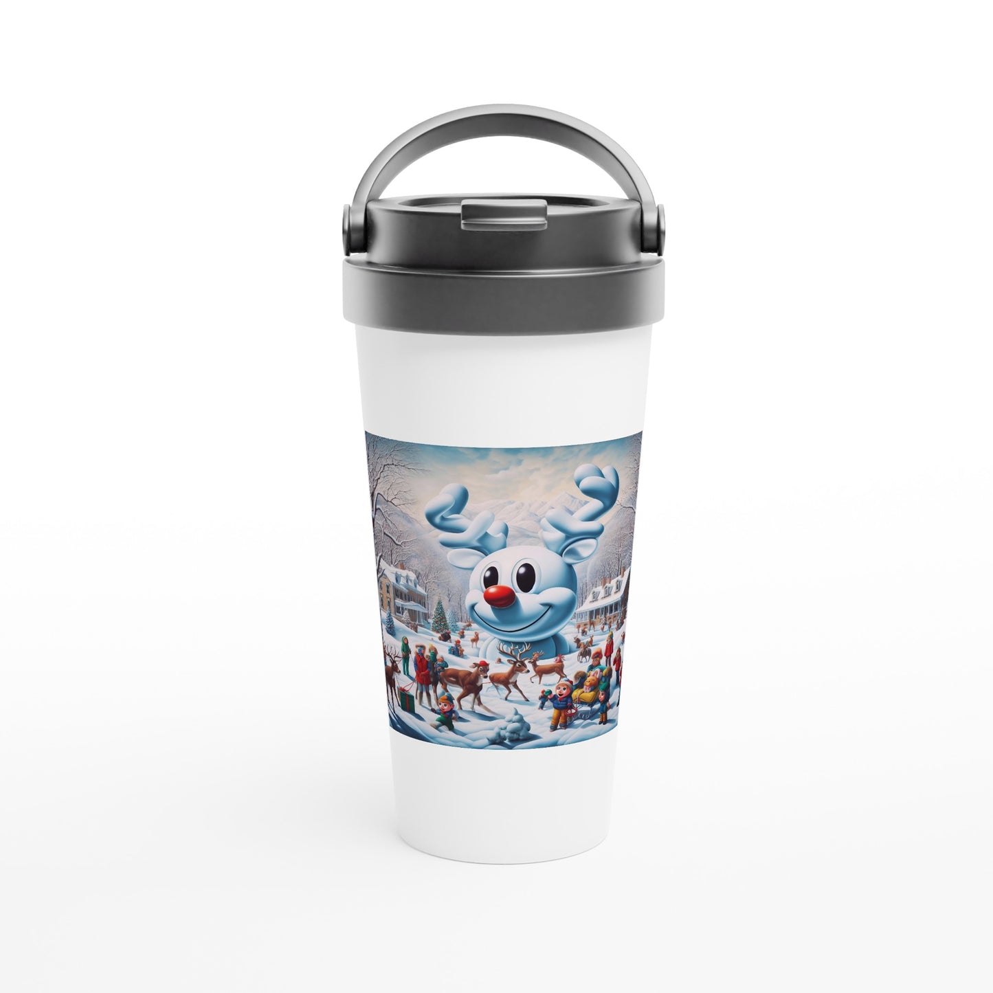 White 15oz Stainless Steel Travel Mug - Winter 102