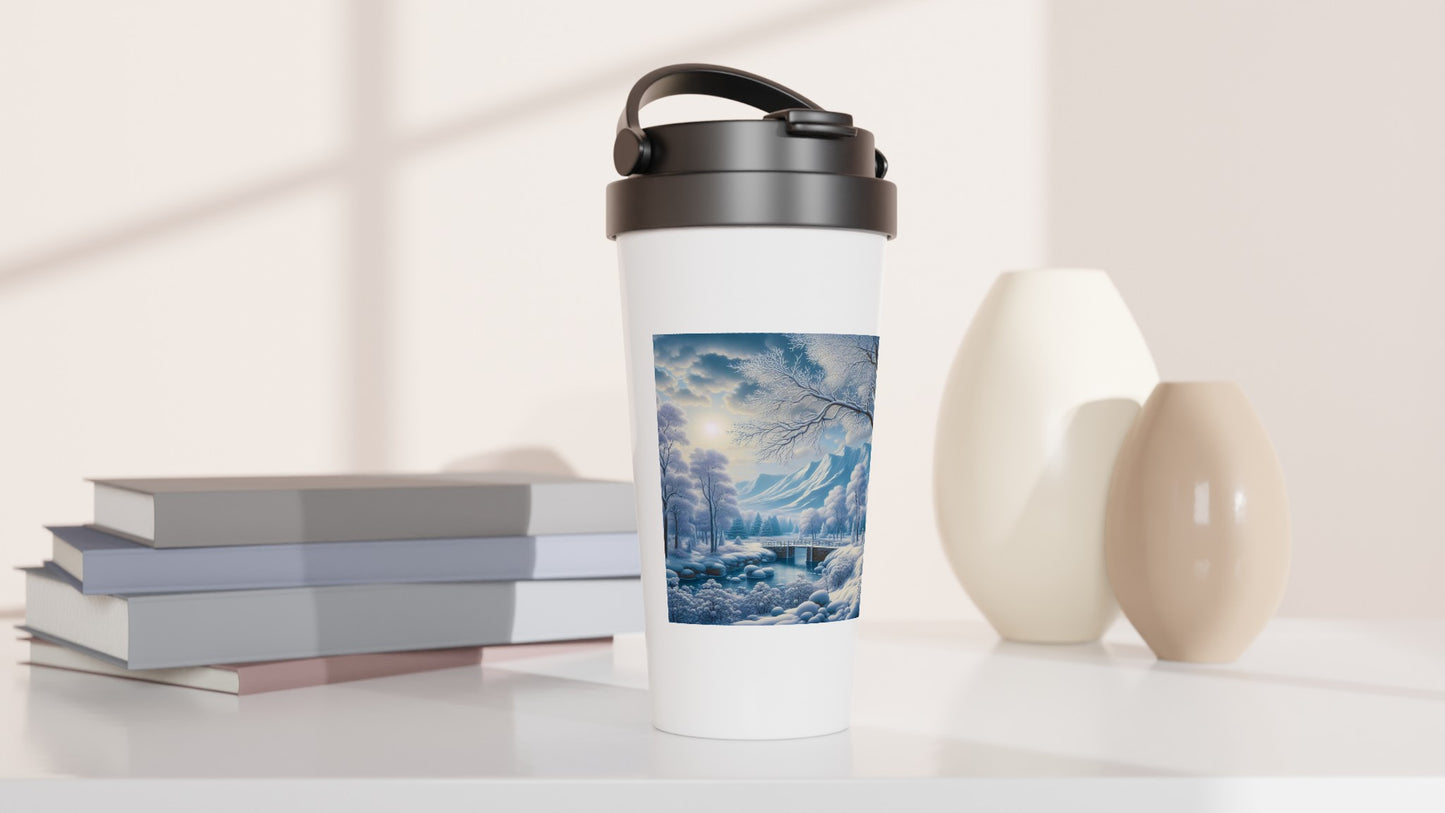 White 15oz Stainless Steel Travel Mug - Winter 175