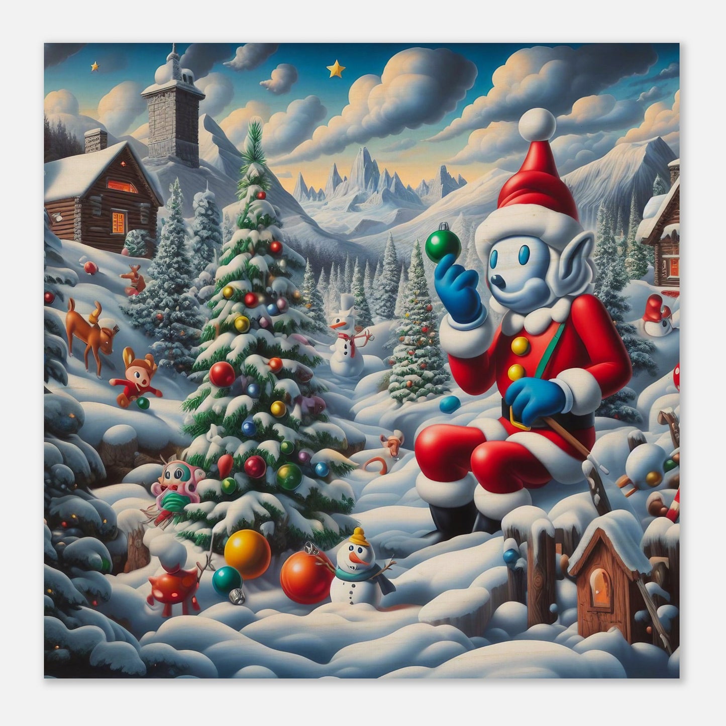 Wall Art - Winter 42 - Snowman and Christmas tree