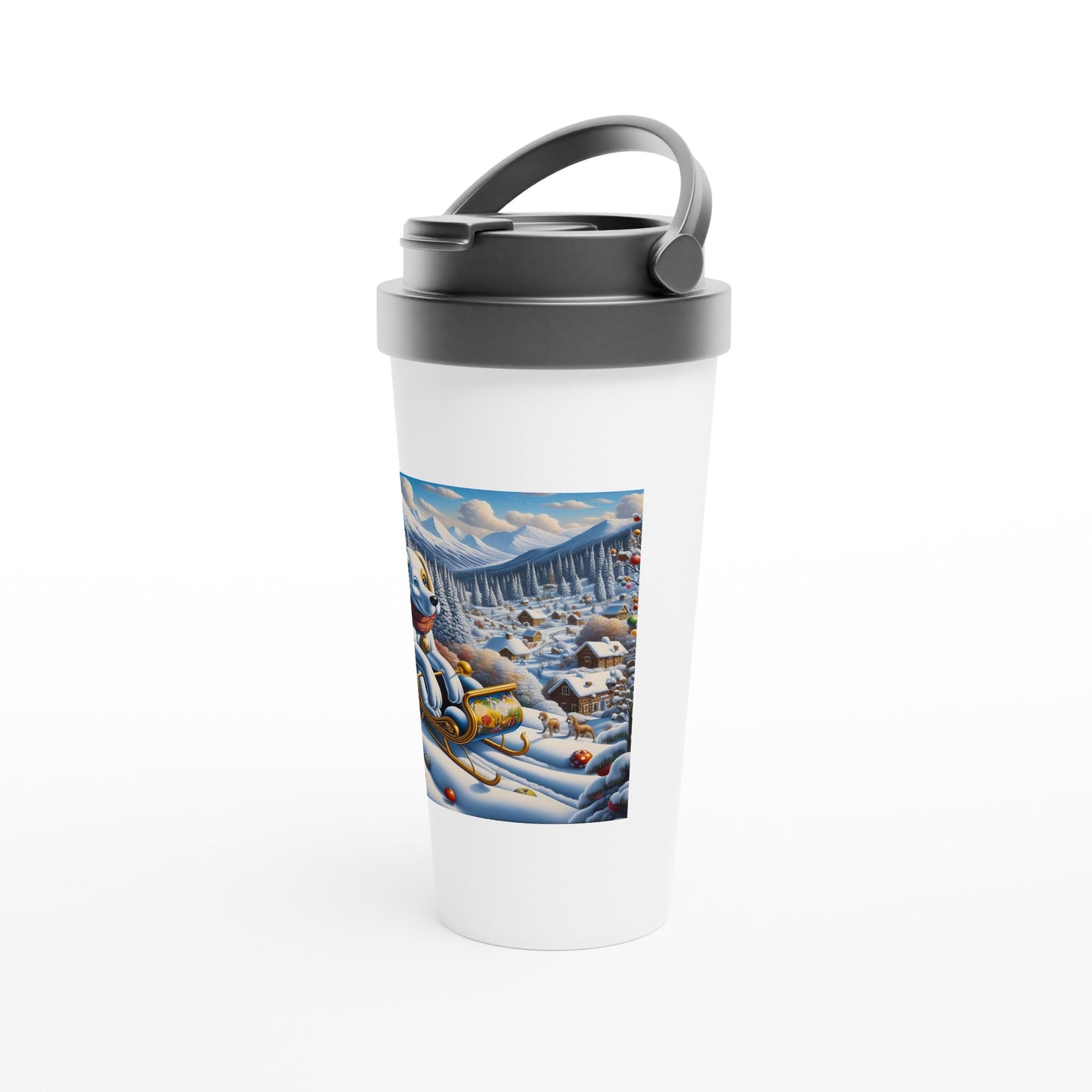 White 15oz Stainless Steel Travel Mug - Winter 142