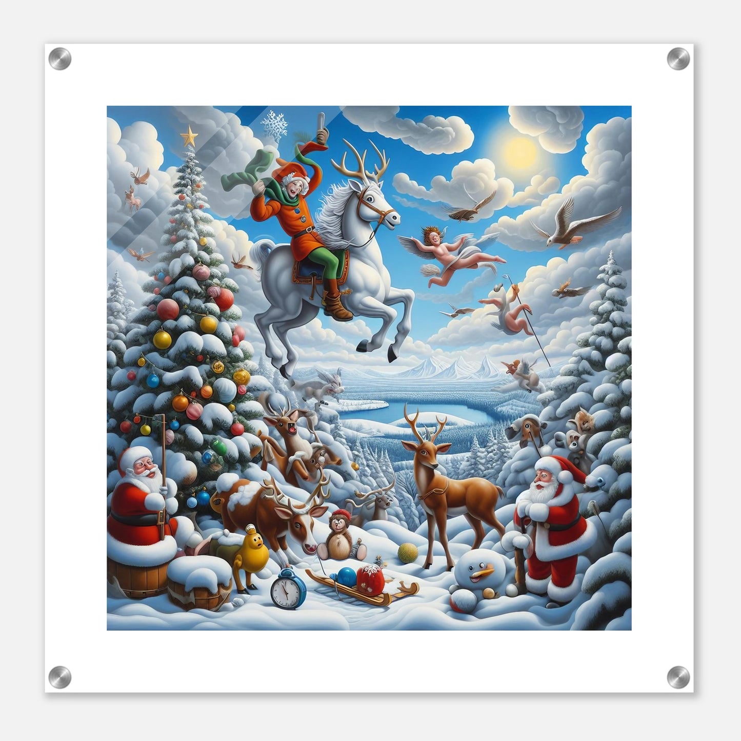 Wall Art - Winter 30 - Flying horse and elf