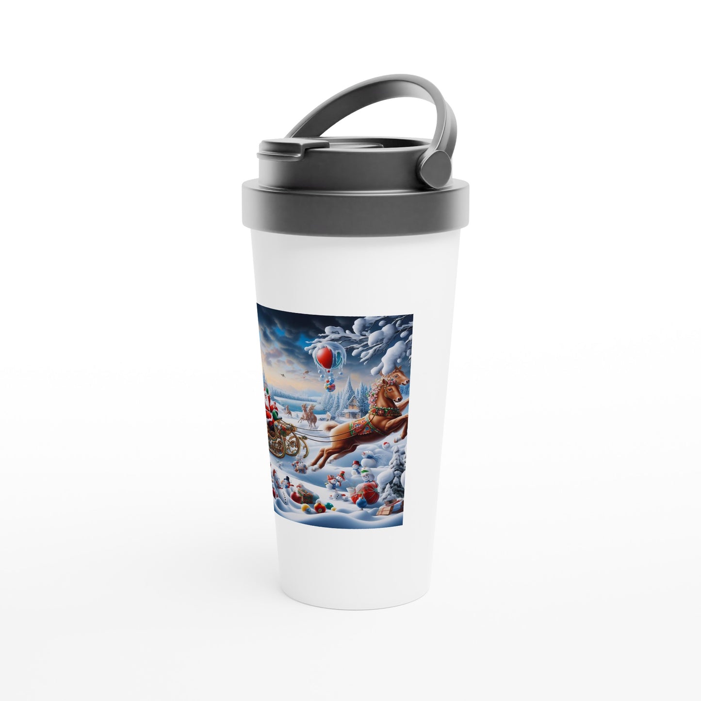 White 15oz Stainless Steel Travel Mug - Winter 166