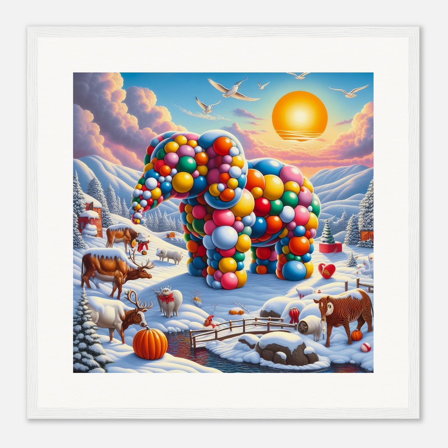 Wall Art - Winter 74 - Elephant and sun