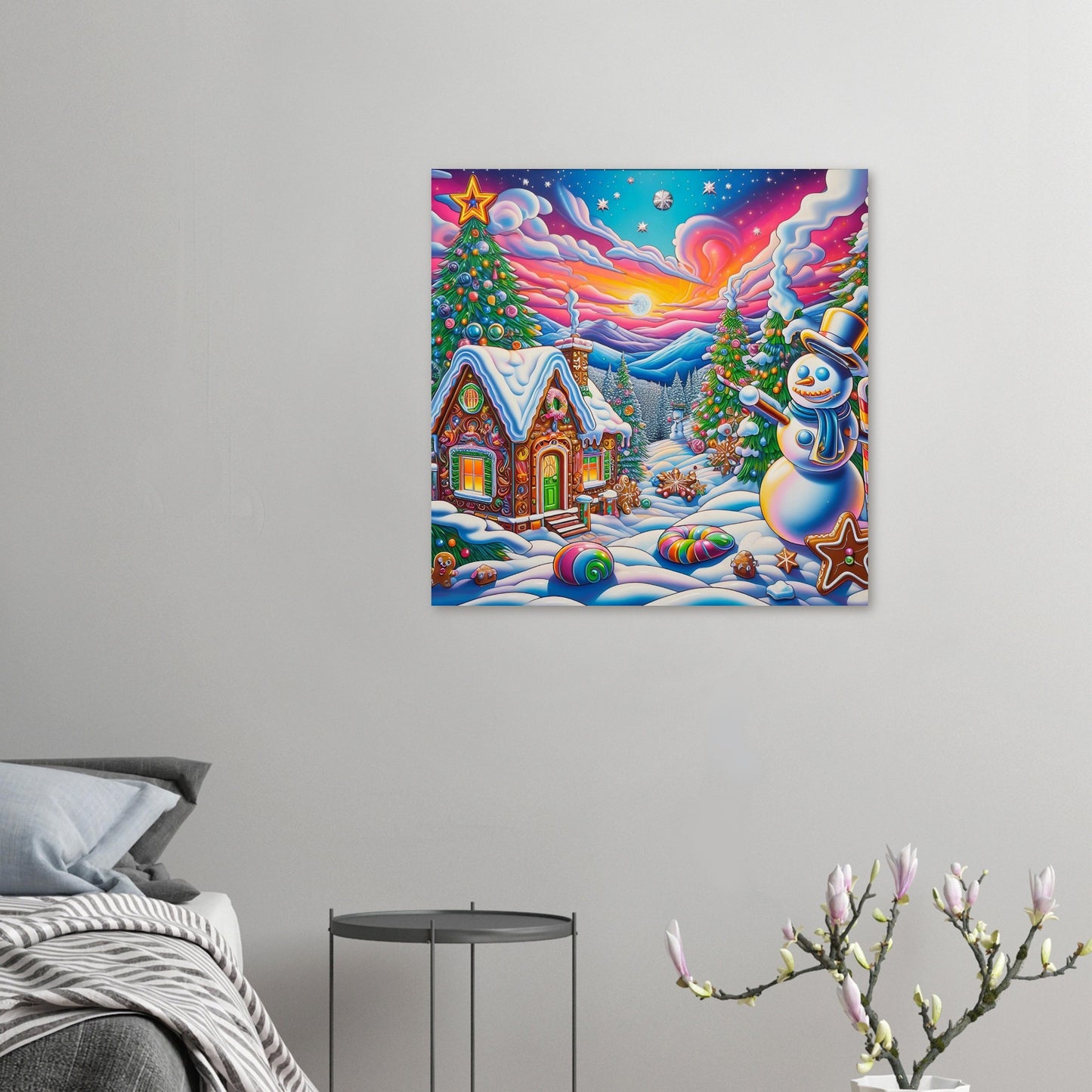 Wall art - Snowman and Gingerbread House