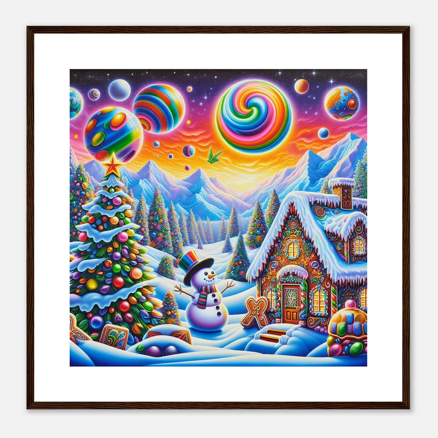 Wall Art - Winter 29 - Snowman and neon planets