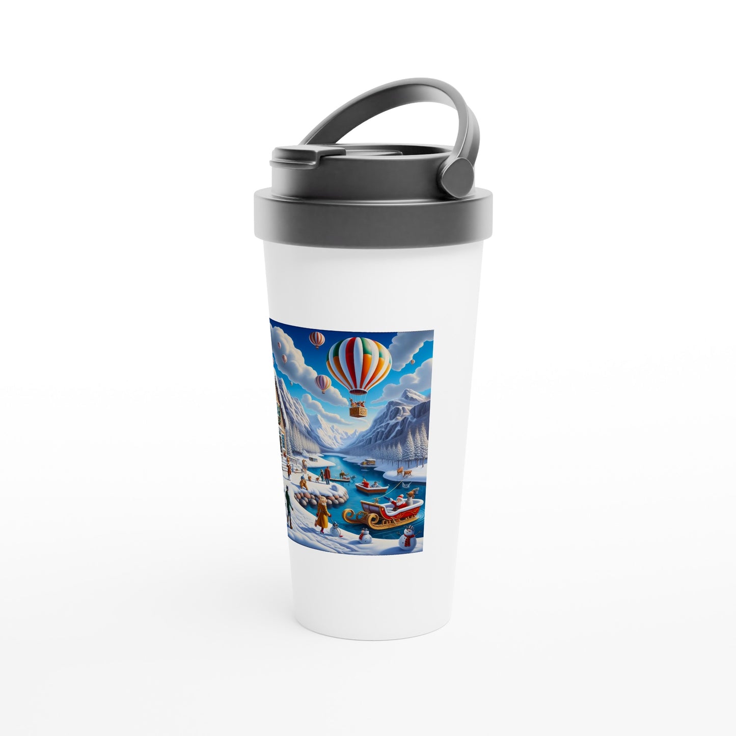 White 15oz Stainless Steel Travel Mug - Winter 145