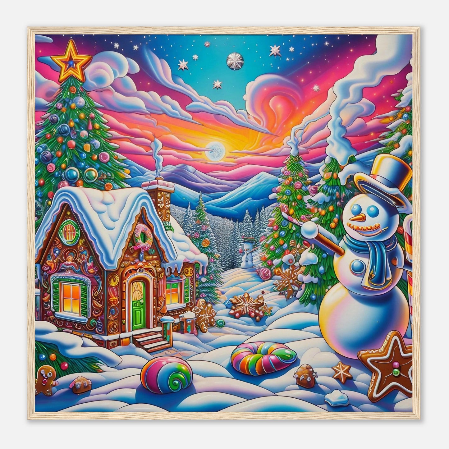 Wall art - Snowman and Gingerbread House