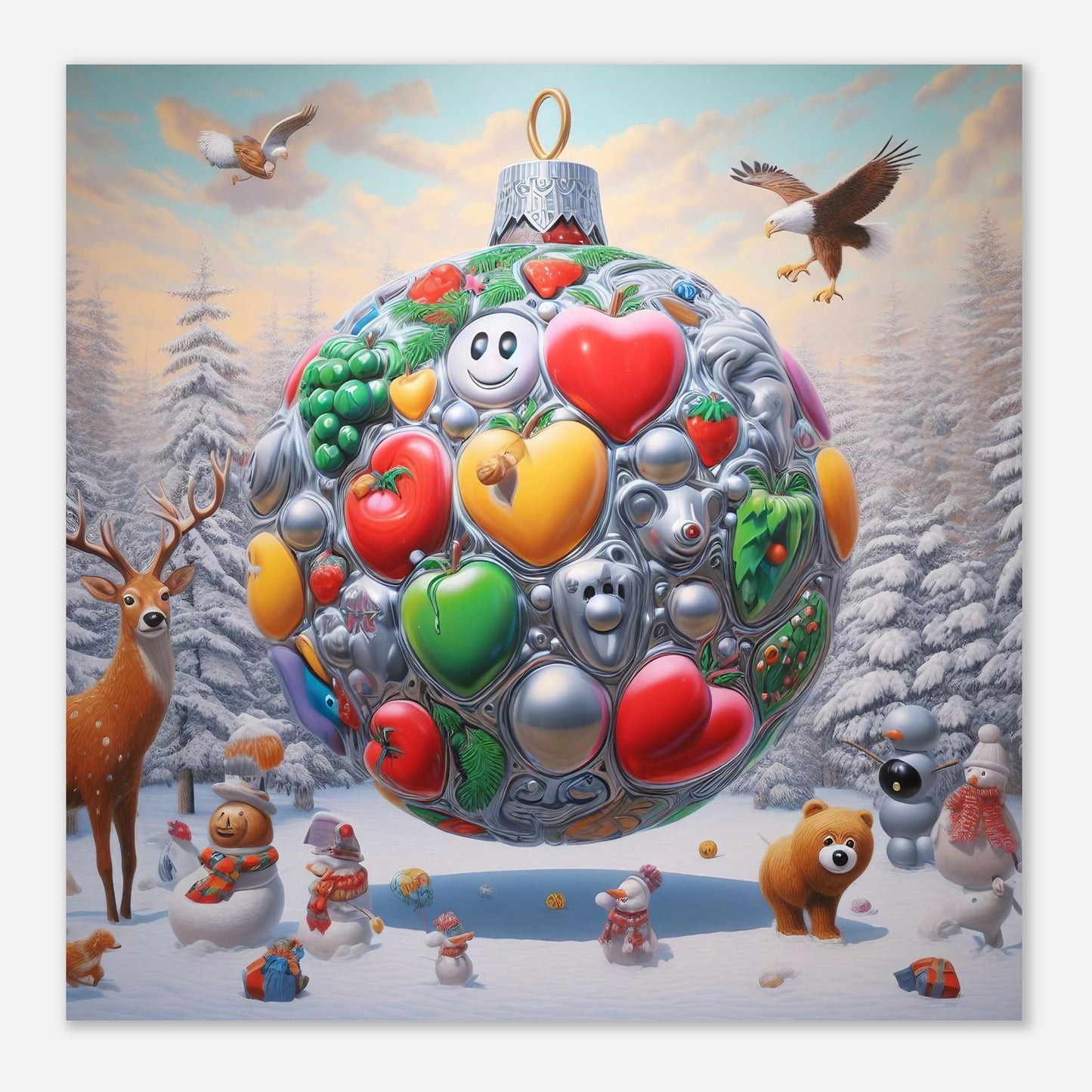 Wall Art - Winter 67 - Christmas ornament and a deer