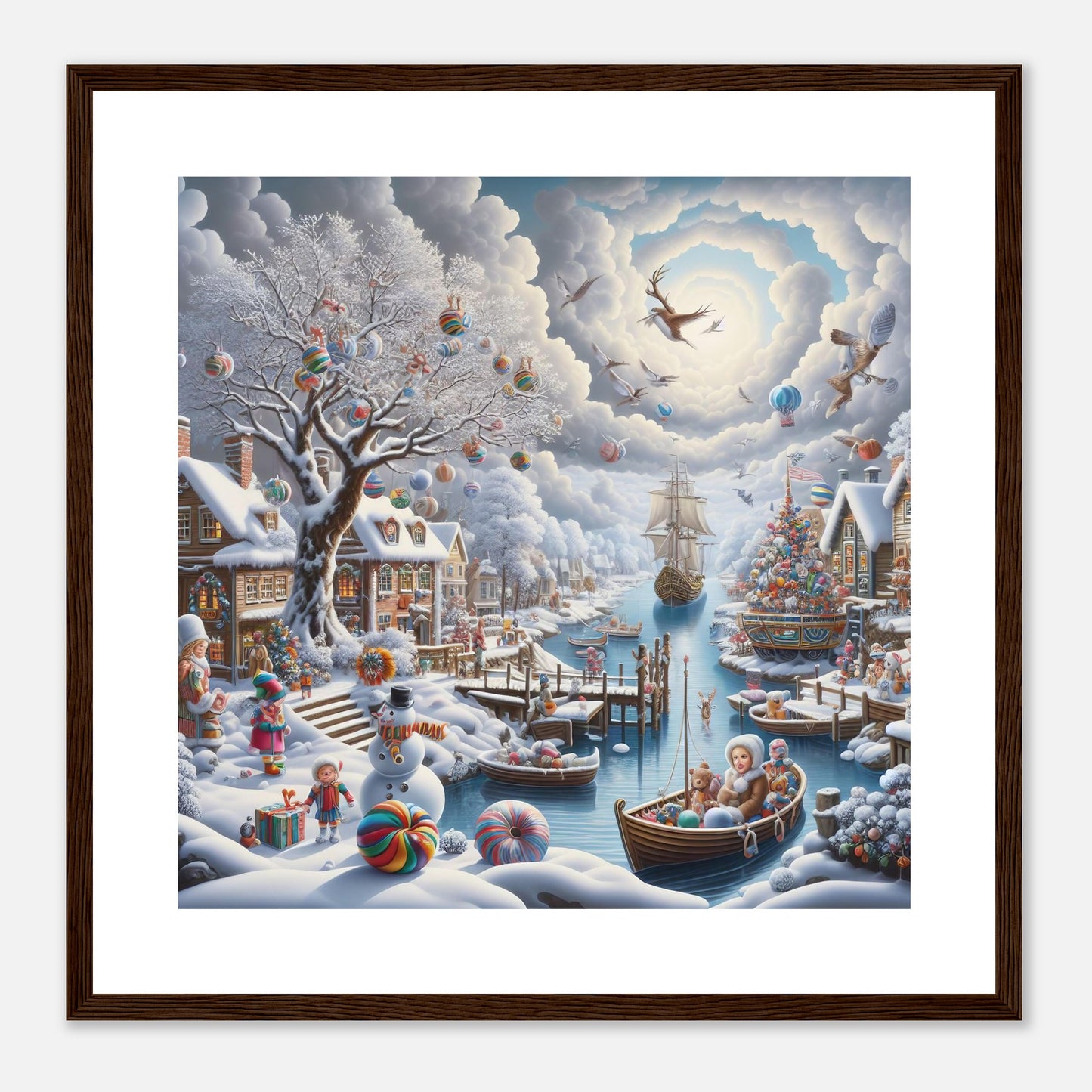 Wall Art - Winter 45 - Snowman and a sailing ship