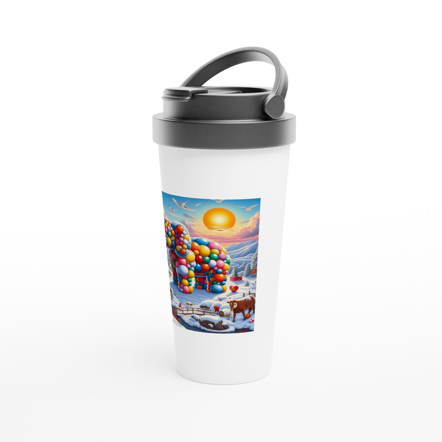 White 15oz Stainless Steel Travel Mug - Winter 74