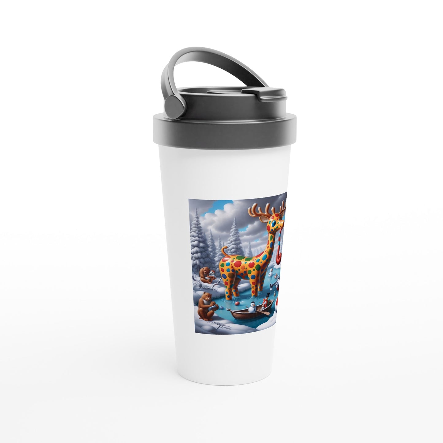 White 15oz Stainless Steel Travel Mug - Winter 139