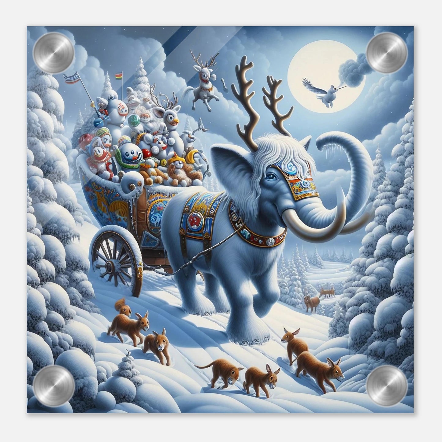 Wall art - Elephant in snow at night