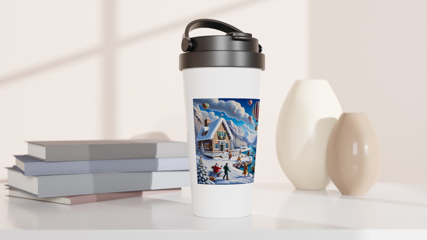 White 15oz Stainless Steel Travel Mug - Winter 145