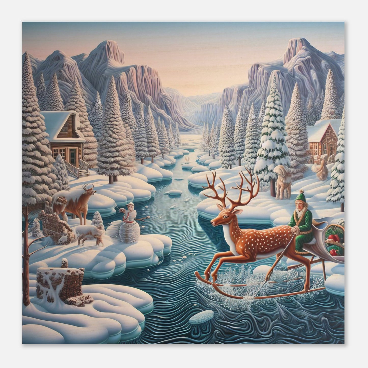 Wall Art - Winter 28 - Deer and Elf