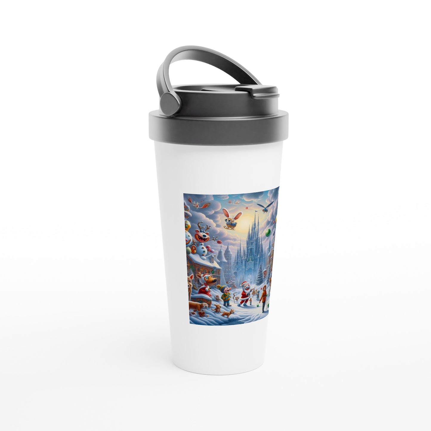 White 15oz Stainless Steel Travel Mug - Winter 54