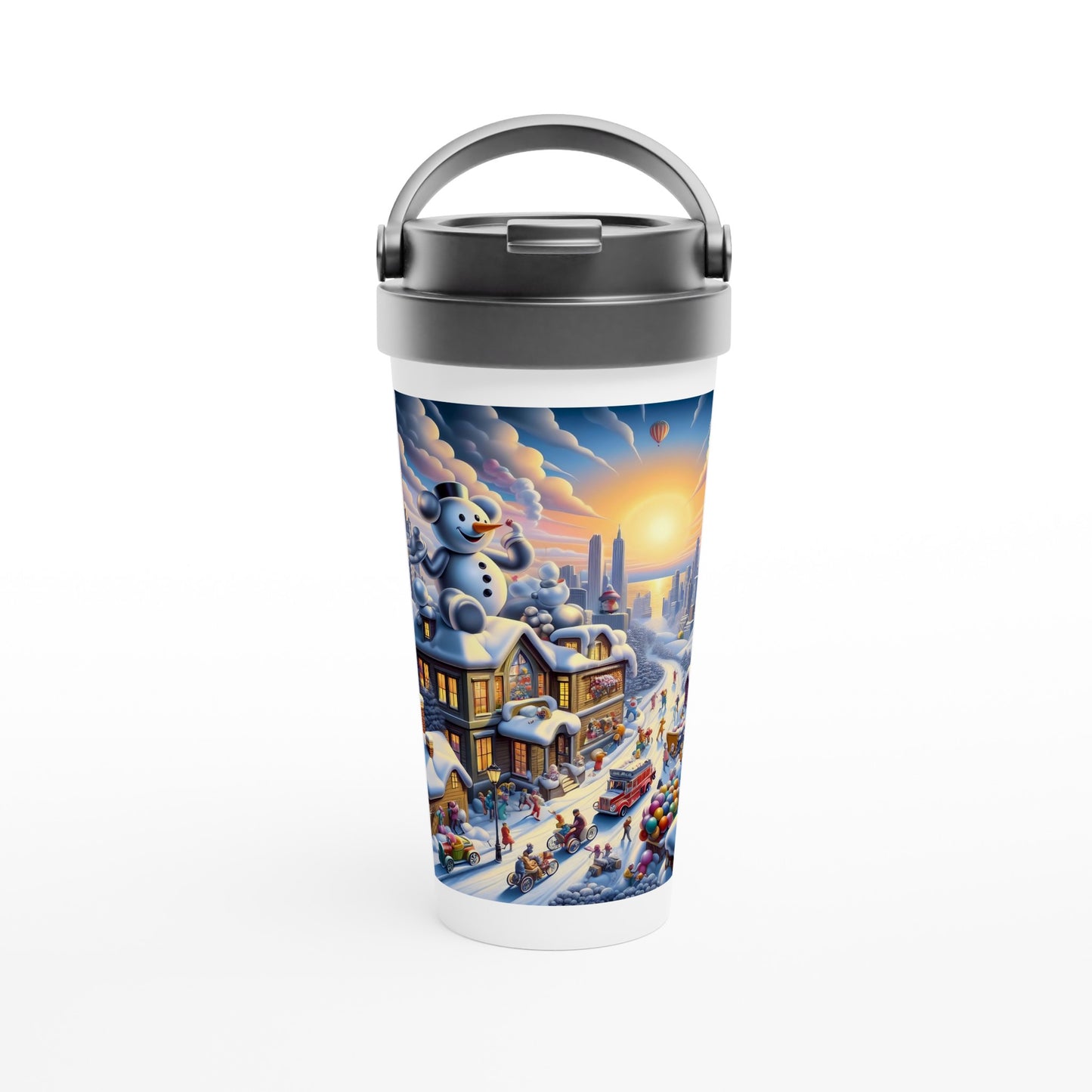 White 15oz Stainless Steel Travel Mug - Winter 152