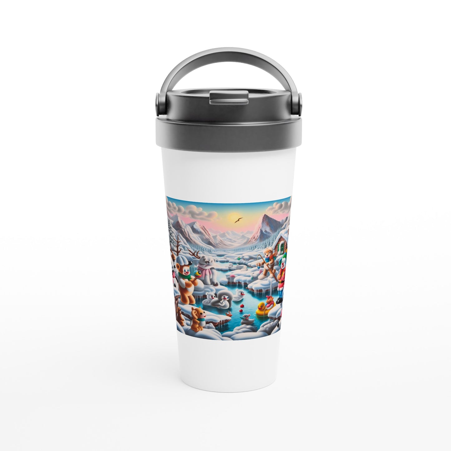 White 15oz Stainless Steel Travel Mug - Winter 150