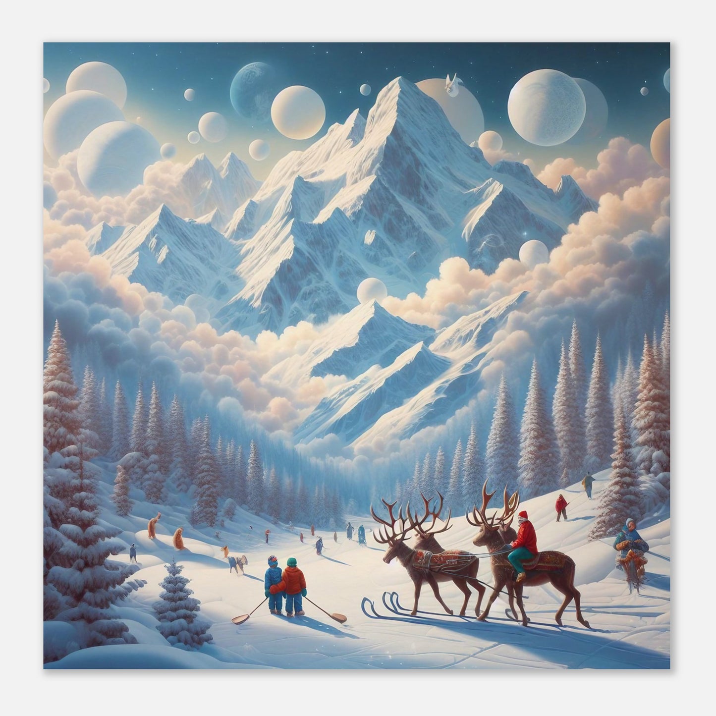 Wall Art - Winter 34 - Deer and planets