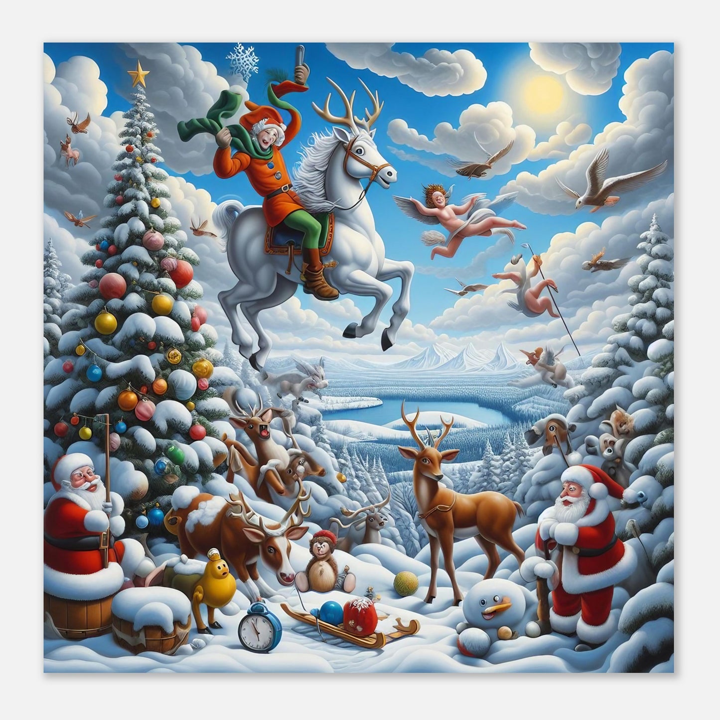 Wall Art - Winter 30 - Flying horse and elf