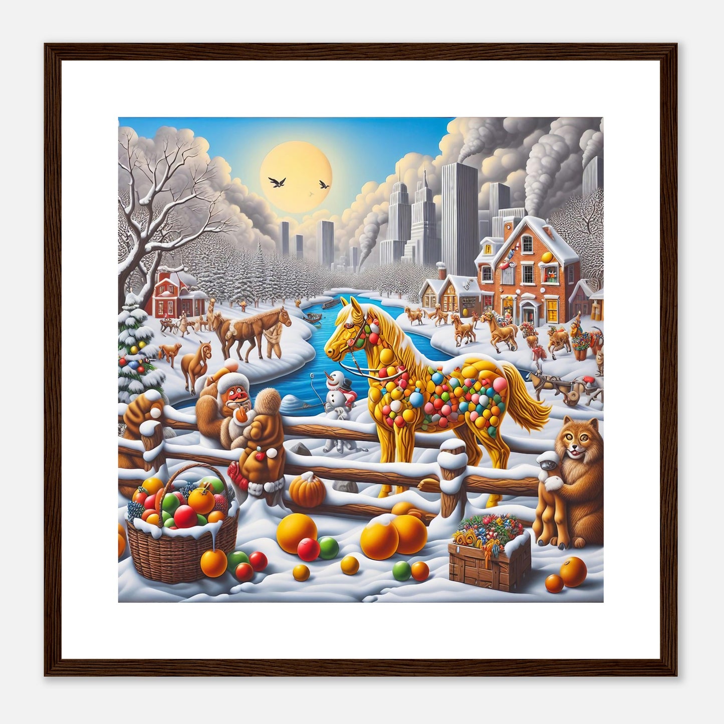 Wall Art - Winter 10 - Horse, Fruits, Houses and River