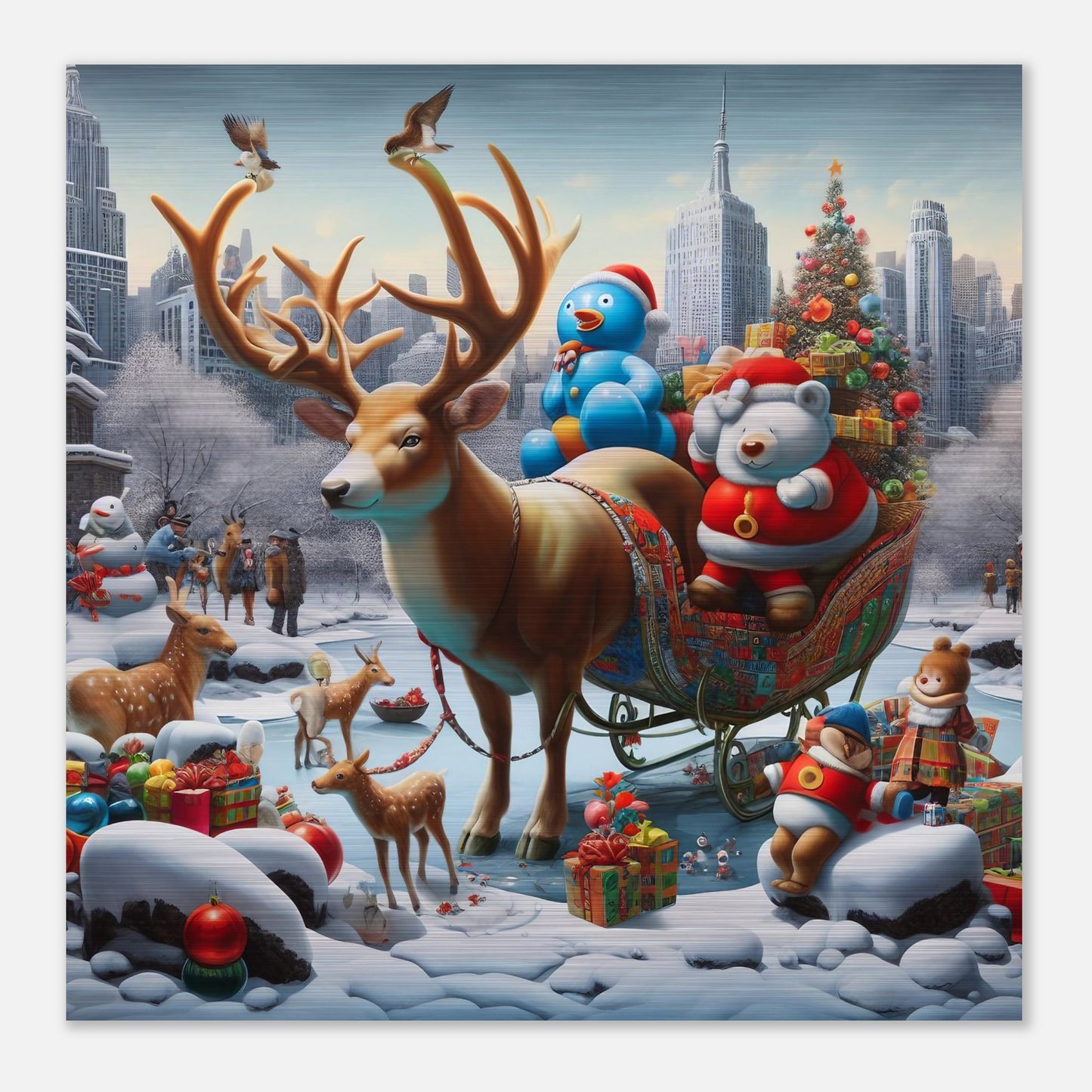 Wall Art - Winter 31 - Reindeer and polar bear