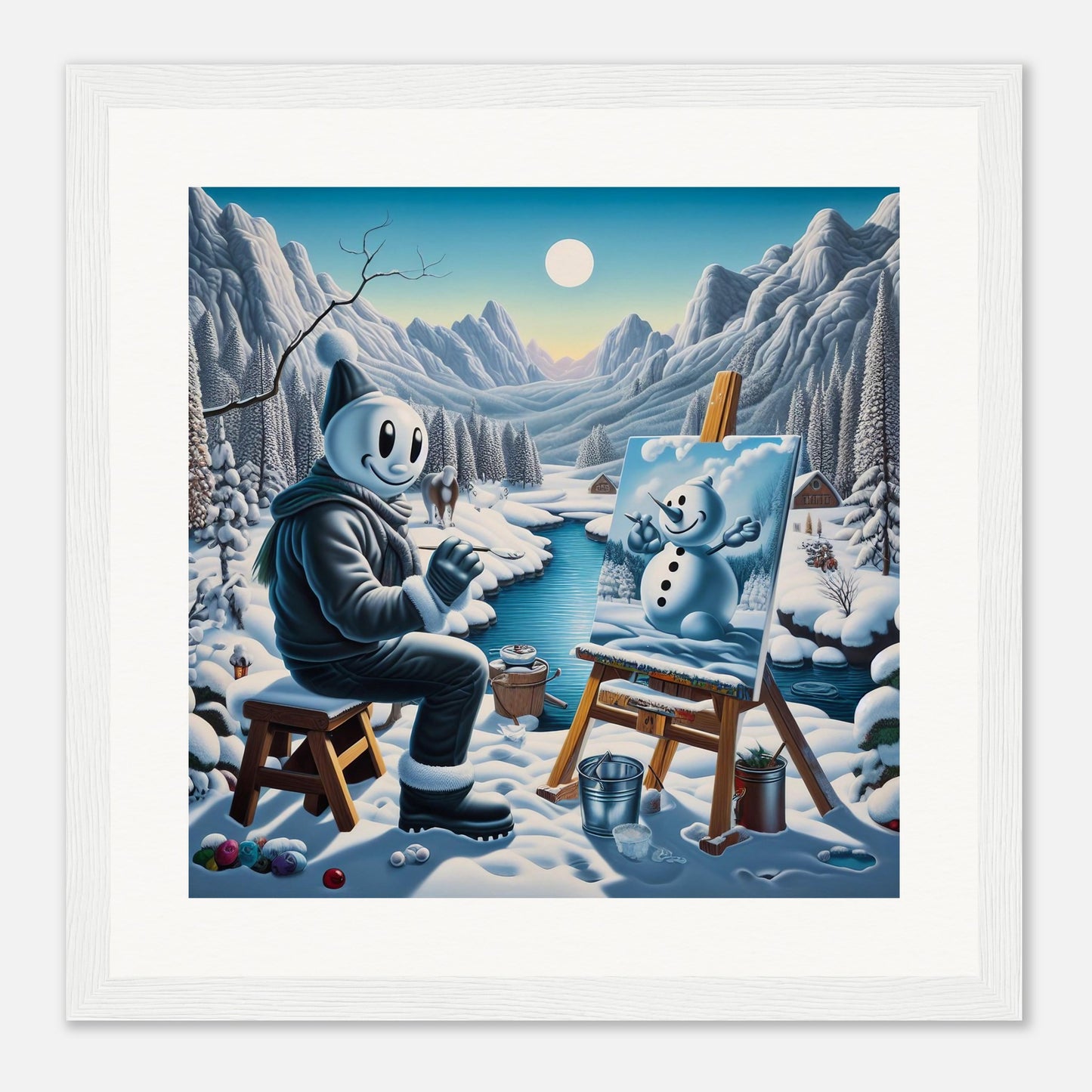 Wall Art - Winter 79 - Snowman by the river