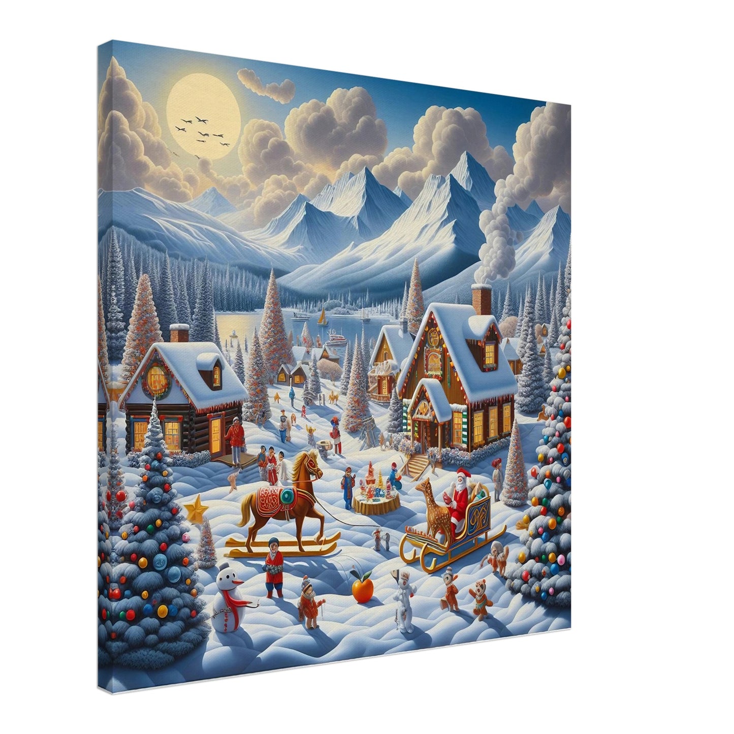 Wall art - Houses with Santa Claus and a Wood Horse