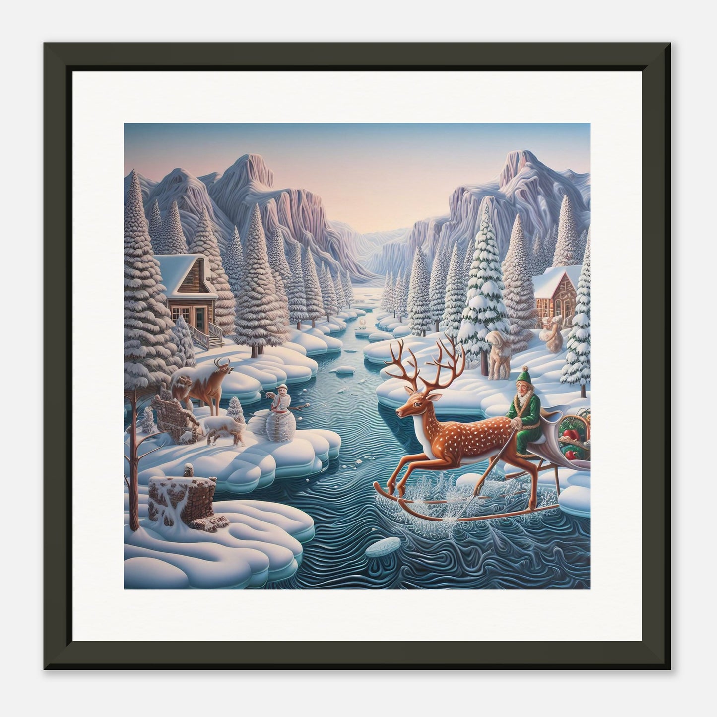 Wall Art - Winter 28 - Deer and Elf