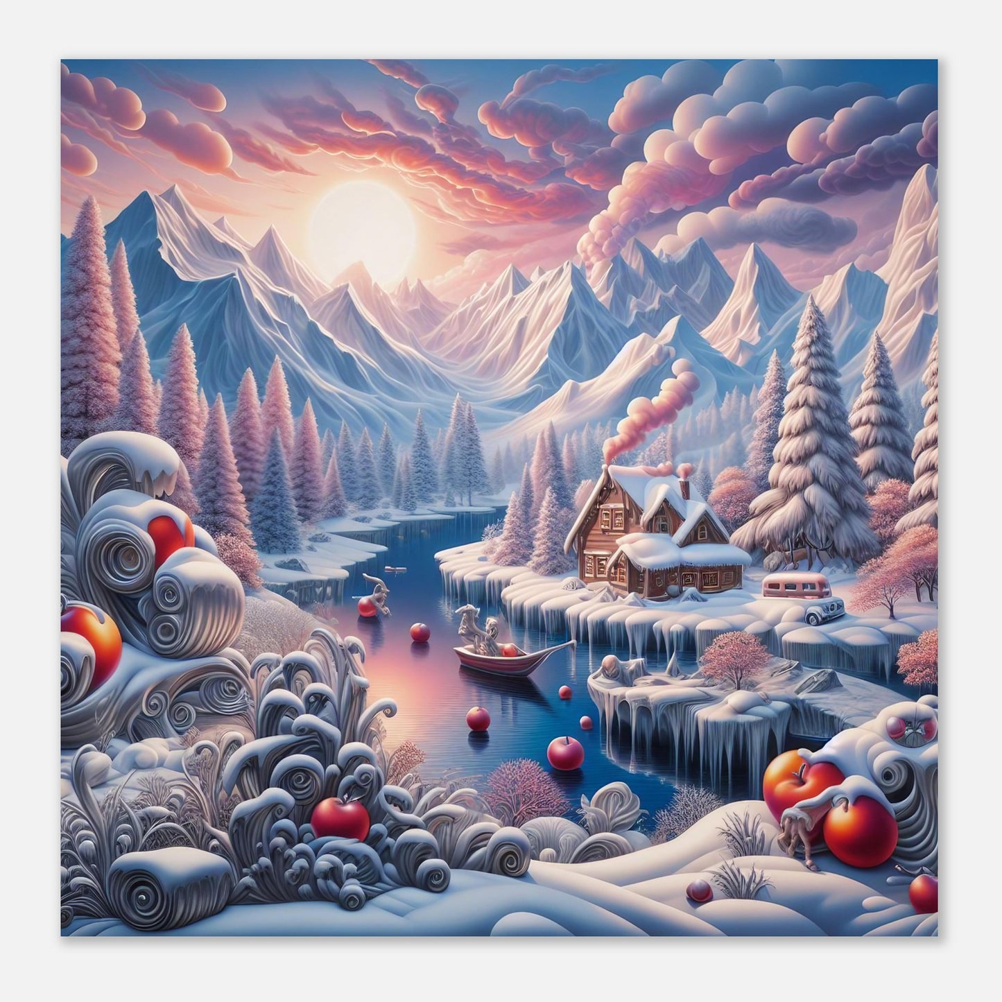 Wall Art - Winter 62 - Small boat on a river