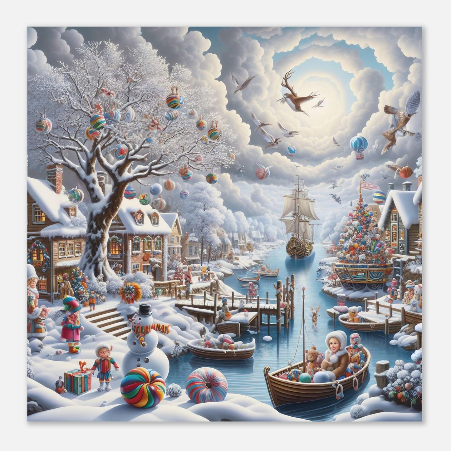 Wall Art - Winter 45 - Snowman and a sailing ship