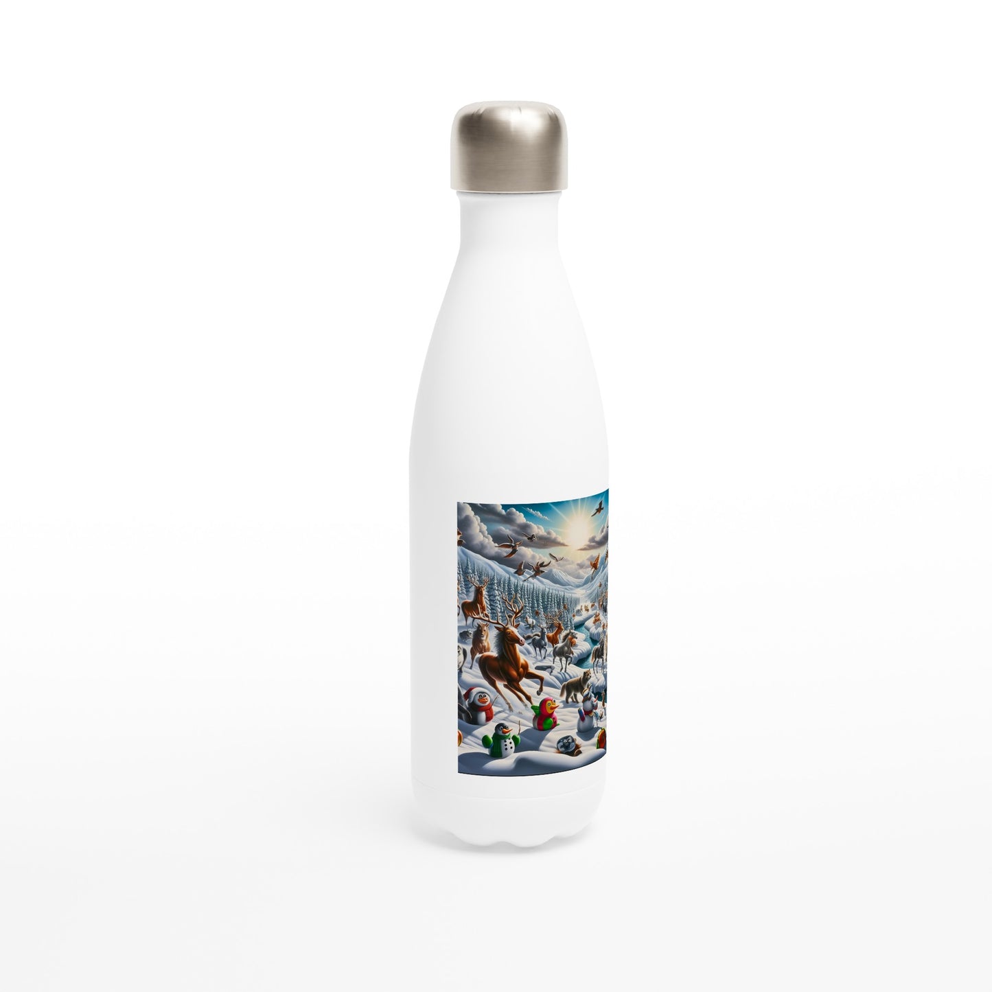 White 17oz Stainless Steel Water Bottle - Winter 140