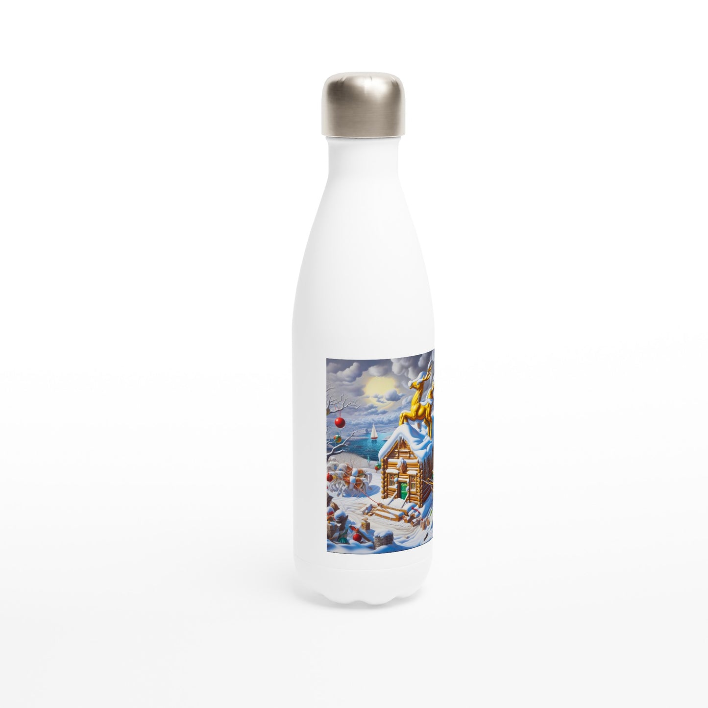 White 17oz Stainless Steel Water Bottle - Winter 238