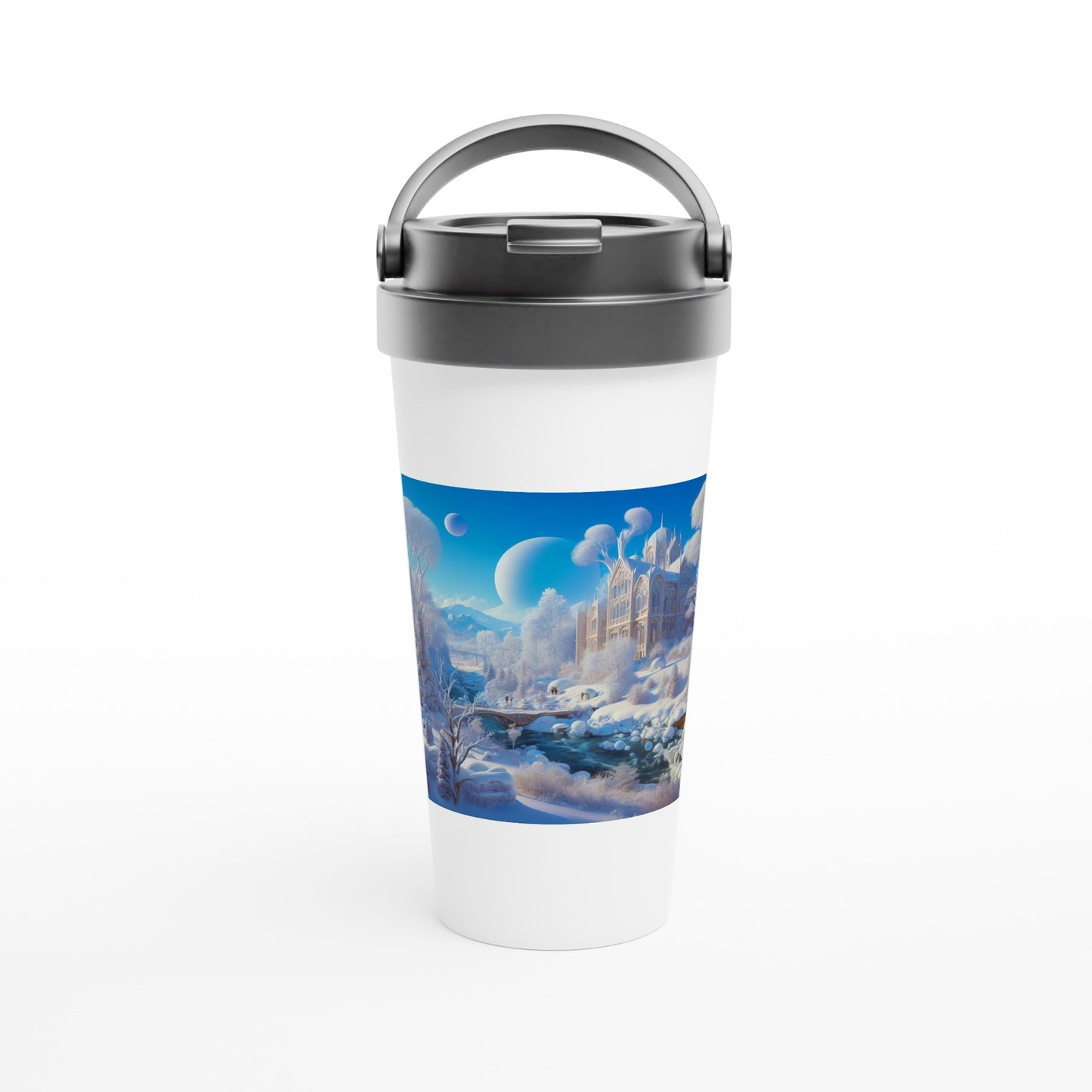 White 15oz Stainless Steel Travel Mug - Winter 89